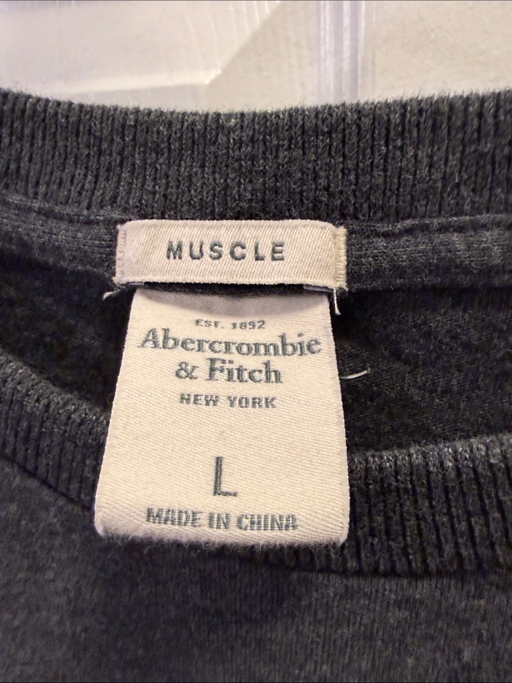 Abercrombie & Fitch Men's Long-Sleeve Crewneck Shirt - Dark Gray - Picture 2 of 4